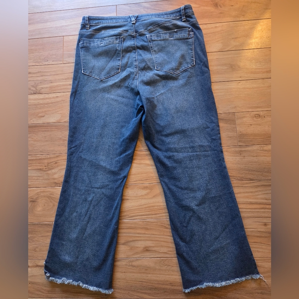 Democracy Ab Technology Cropped Jeans 16 Raw Hem Ankle Blue Relaxed Denim - Picture 5 of 7